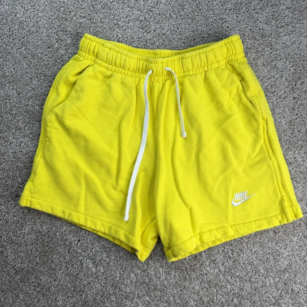 Nike Shorts Womens Small Yellow Fleece Sweat Running Athletic Lounge 5